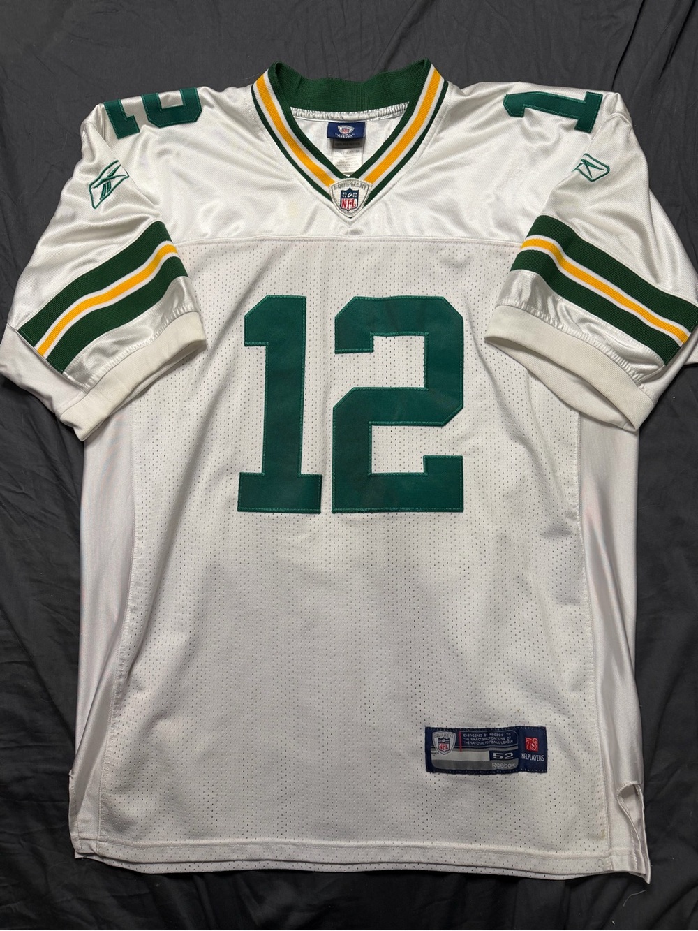 Reebok White, Green & Yellow NFL On-Field Jersey